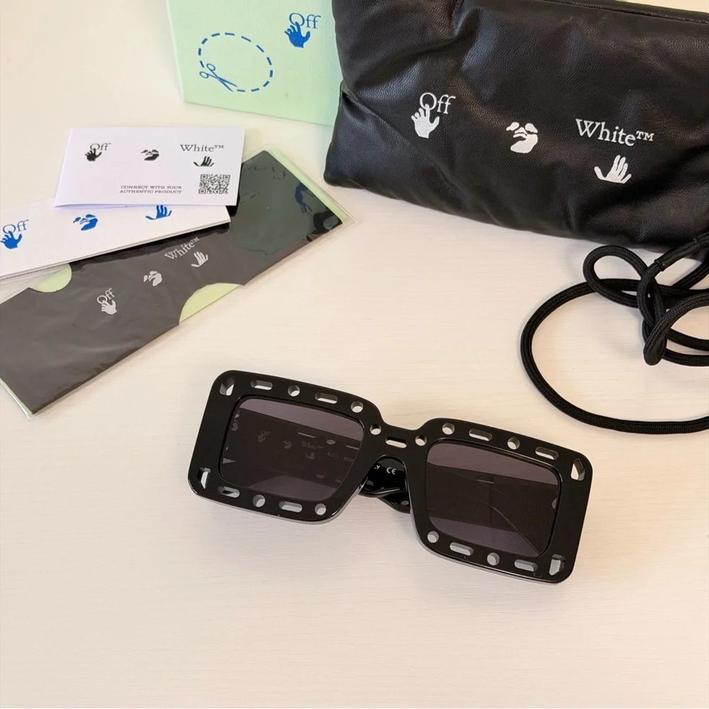 New! Off-White Black Sunglasses, OERI025 1007, Unisex, Authentic